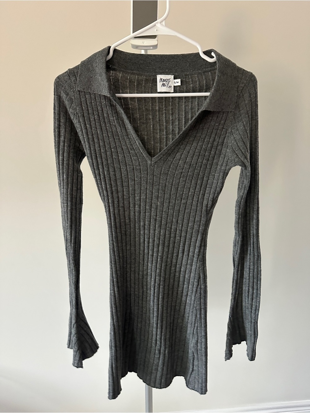Princess Polly Ribbed Knit Long Sleeved Mini Dress
